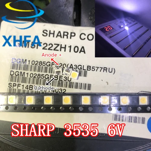 50 шт. для SHARP светодиодный ТВ Применение ЖК-дисплей Подсветка 1 2 W 6V 3535 3537 холодный