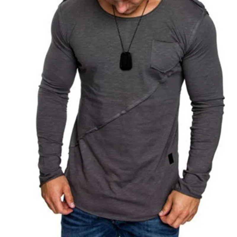 LASPERAL Новая Осенняя высокоэластичная Хлопковая мужская футболка с длинным