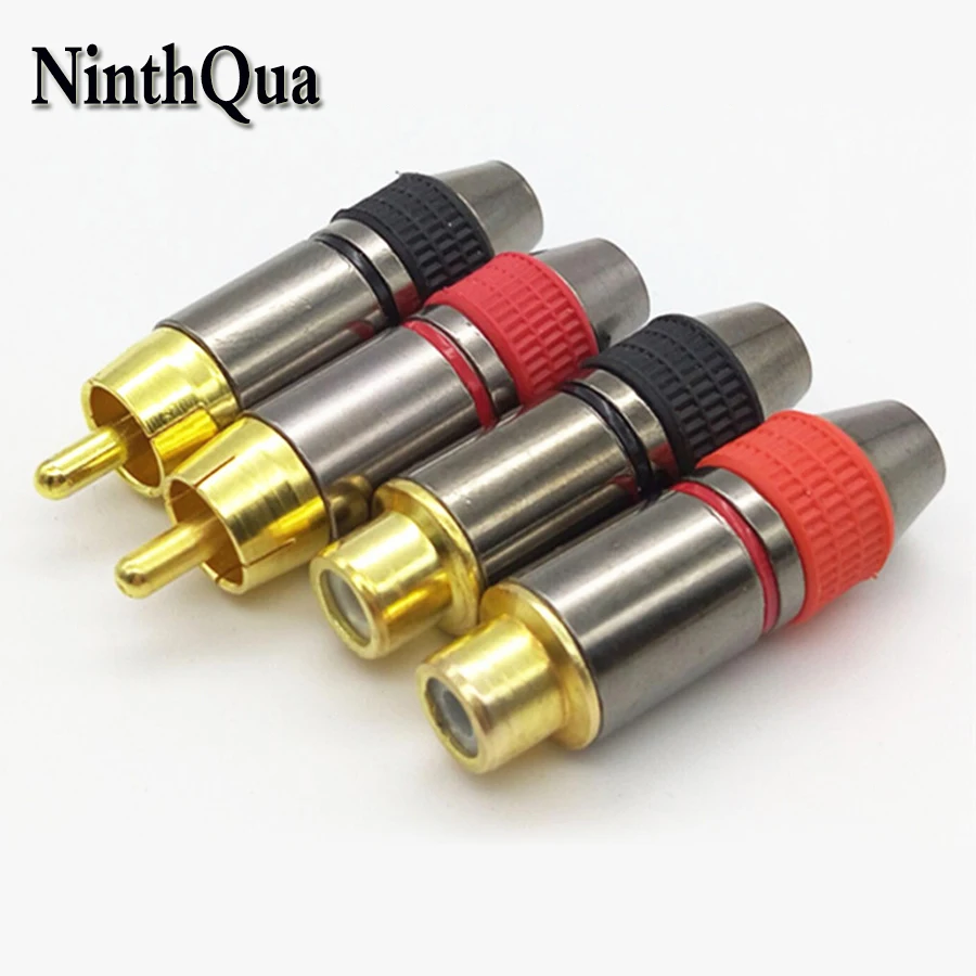 NinthQua 1 пара красный/черный разъем RCA позолоченный провод штекер гнездовой динамик