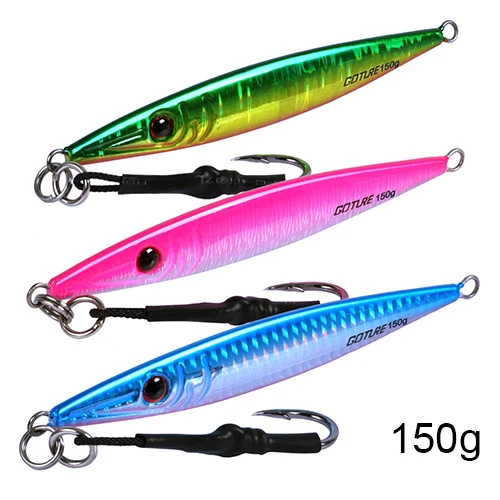Mixed Colors 150g Goture 3 шт./партия медленное движение вертикальный дергающаяся приманка для рыбалки 80g 100g 150g 200g 300g Big Game свинцовая металлическая Мормышка Морской Приманка для тунца - Цвет: Mixed Colors 150g