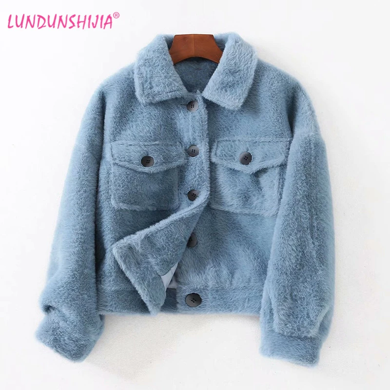 LUNDUNSHIJIA 2018 зимняя короткая стильная верхняя одежда из искусственной норки и
