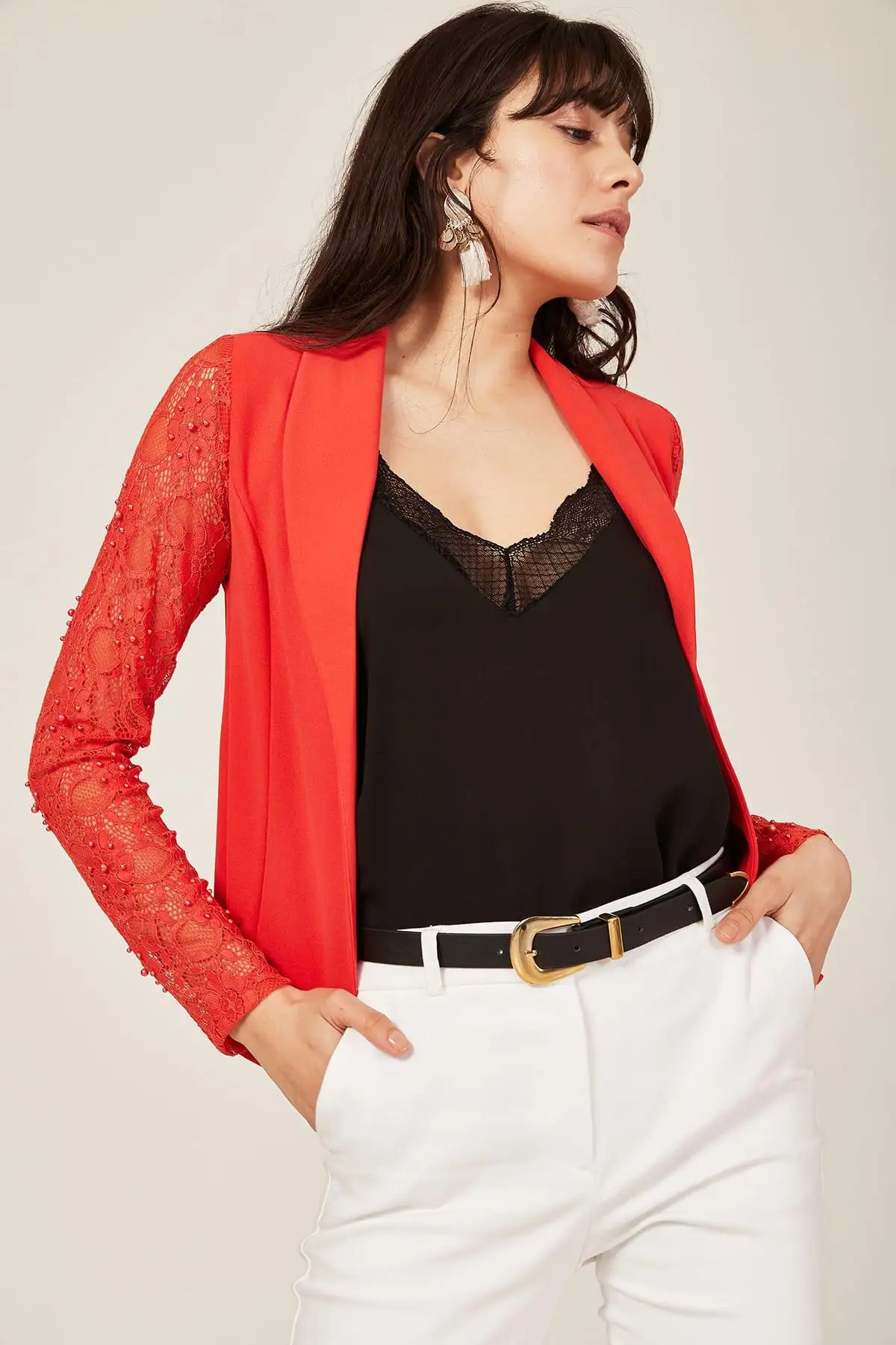 Lafaba Женская Коралловая куртка с рюшами 18Y016548 | Куртки