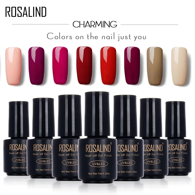 Гель лак для ногтей ROSALIND серия чистых цветов 7 мл в черной бутылке удаляемый