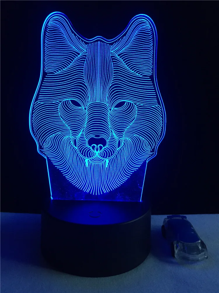 Животное голова волка 3D ночной светильник ing RGB LED USB фестиваль настроение
