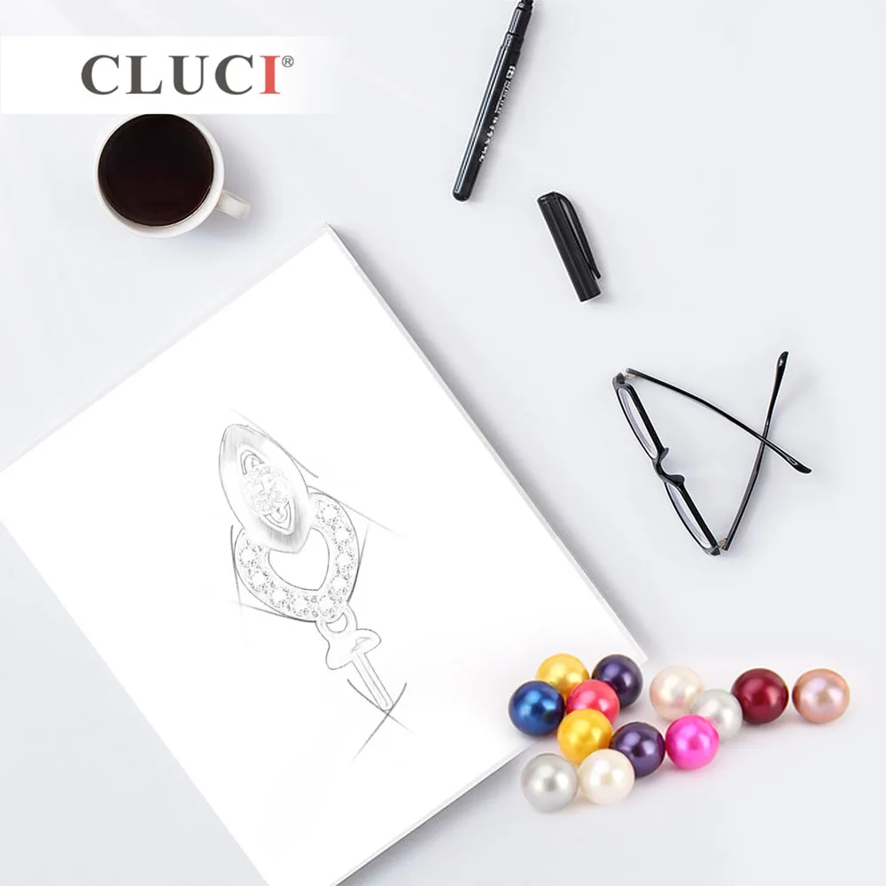 CLUCI новый 925 пробы серебряный кулон в форме сердца синий CZ жемчужный ожерелье