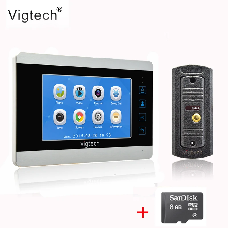

Vigtech7 дюймов домашний телефон видео дверной звонок Телефон Запись домофон Системы инфракрасный Ночное видение Камера TF карты переговорное ...