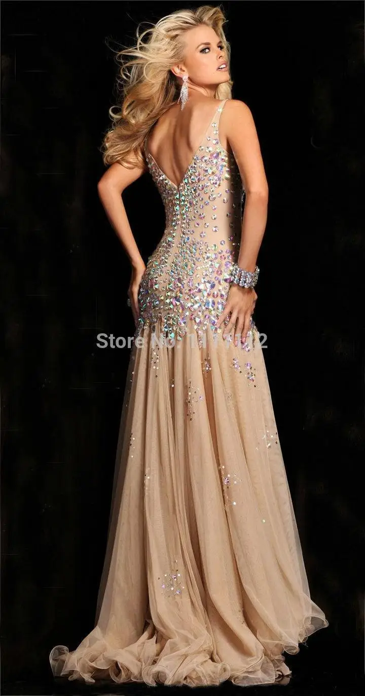 Free shippingFully Beading Spaghetti Straps Blue and Champagne Prom Dress Evening Gowns Chiffon 2013 | Свадьбы и торжества