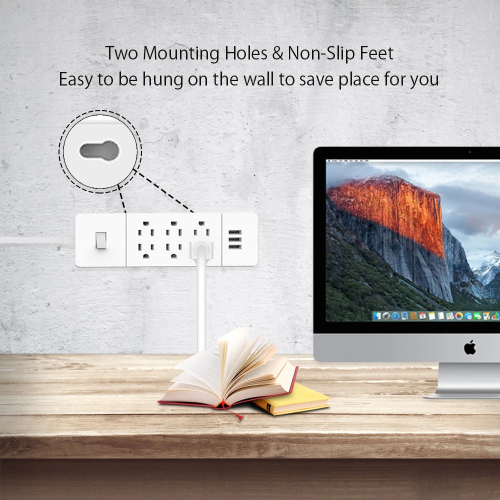 NTON POWER Smart Power Strip настенная 6 AC 4 USB зарядная станция с защитой от перенапряжения