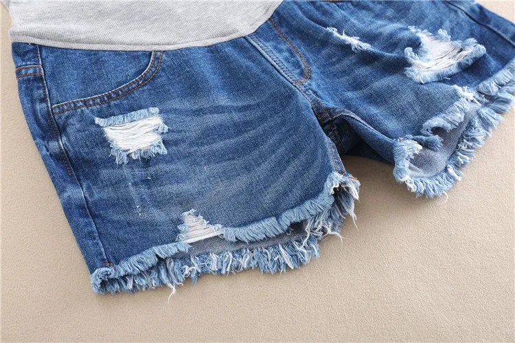 2019 Новый с бахромой темно-синие джинсовые шорты для беременных эластичным поясом