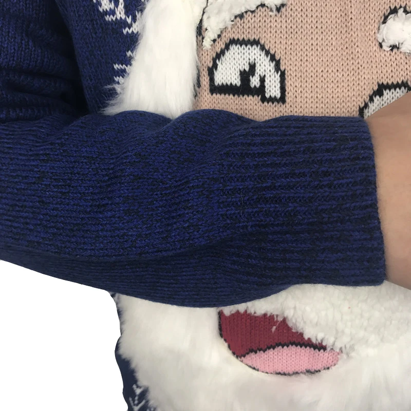 Funny Knitted Bearded Santa Claus Ugly Christmas Sweater for Men Cute Men's Fuzzy Fluffy Xmas Pullover Jumper Oversized S-2XL