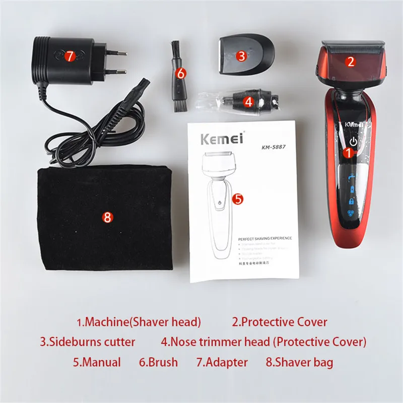Kemei 3 in 1 Triple Blade Waterproof Electric Hair Trimmer/Nose Trimmer/Washable Shave Razor Sideburn Cutter Shaver | Бытовая техника