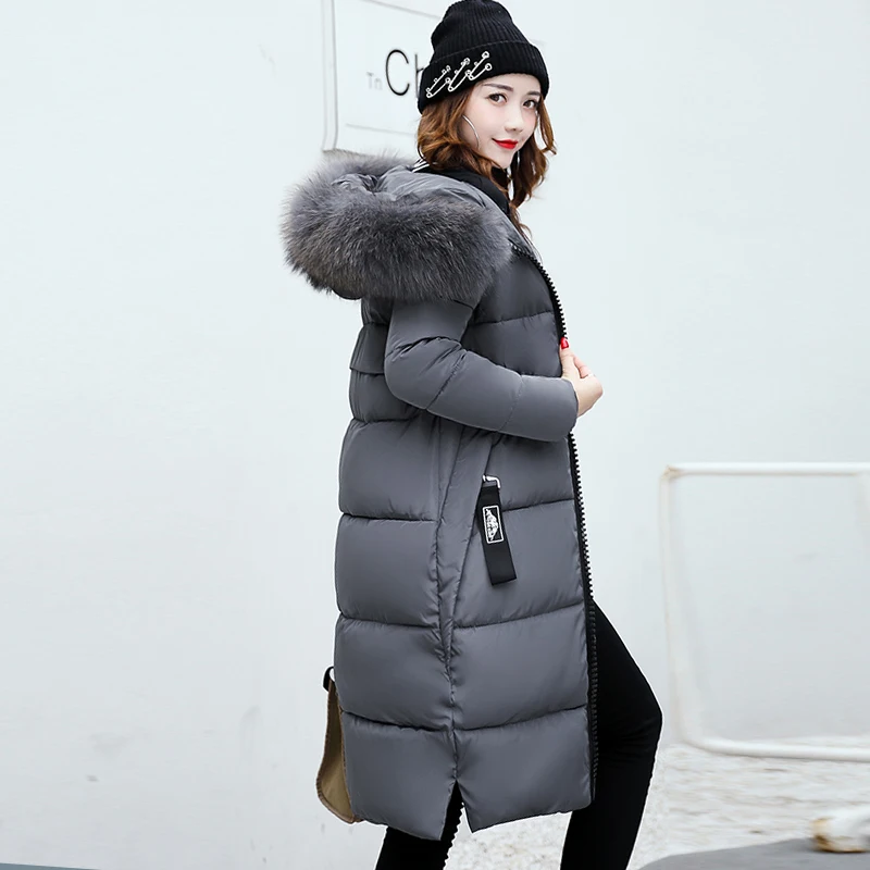 

Hooded Fur Collar Winter Down Coat Jacket Long Warm Women Casaco Feminino Abrigos Mujer Invierno 2018 Parkas Outwear Coats Ru50