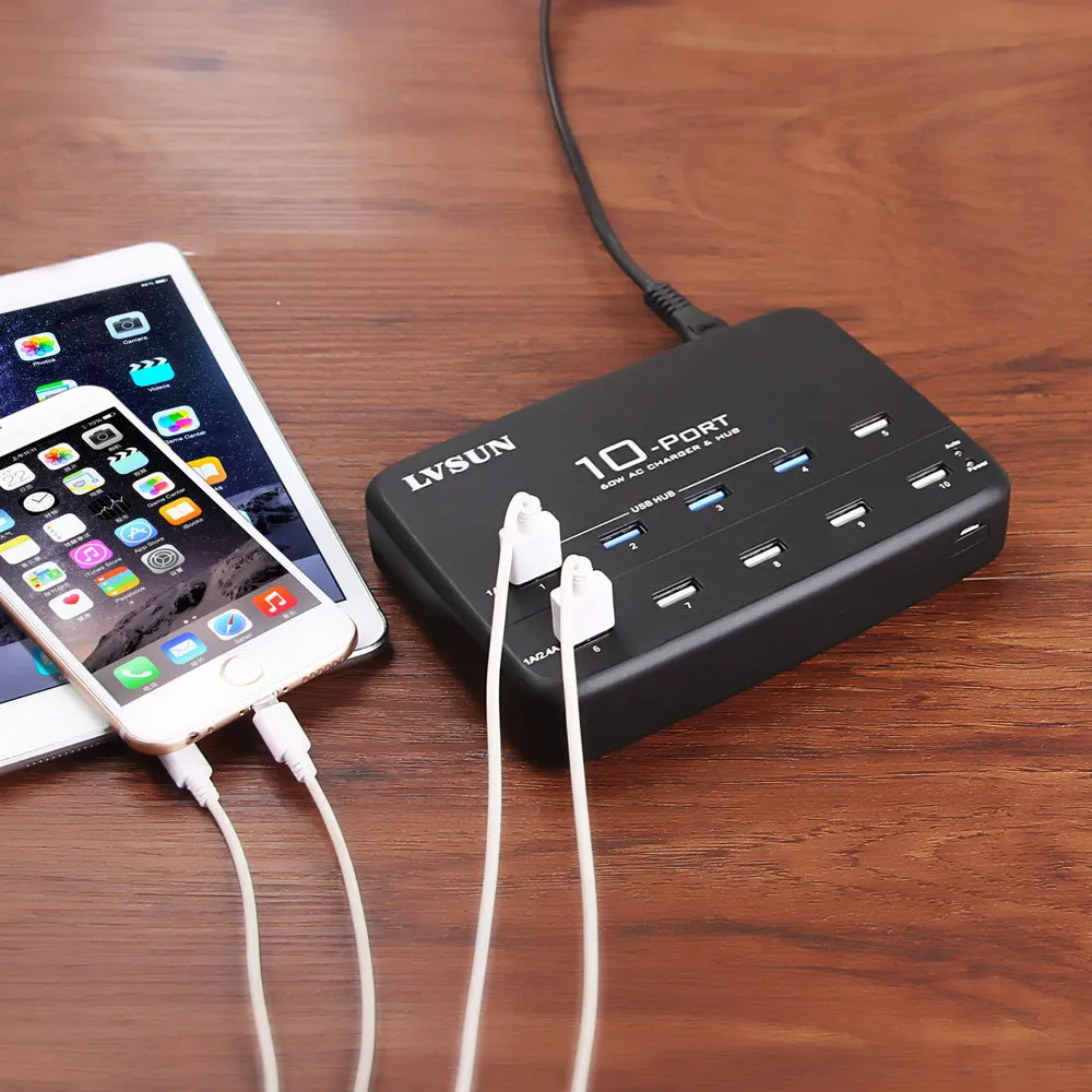 LVSUN 10 порт USB зарядное устройство Интеллектуальный настольный с 2 0 концентратор