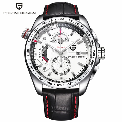 leather white B Роскошные брендовые PAGANI дизайнерские спортивные часы с хронографом мужские reloj hombre полностью из нержавеющей стали Кварцевые наручные часы Relogio Masculino - Цвет: leather white B