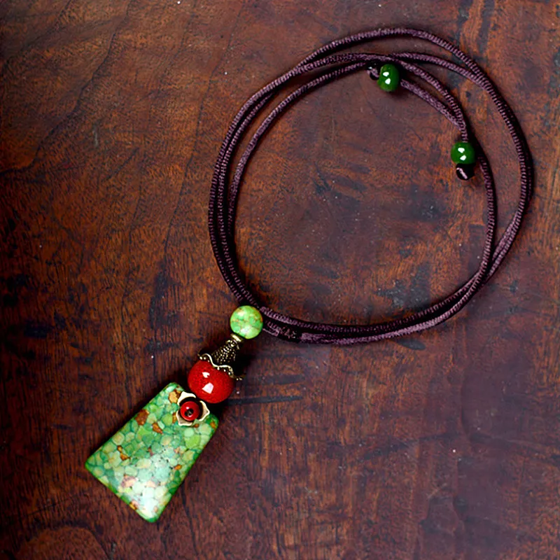 Yanting винтажное длинное ожерелье с подвеской керамический бисер свитер цепь