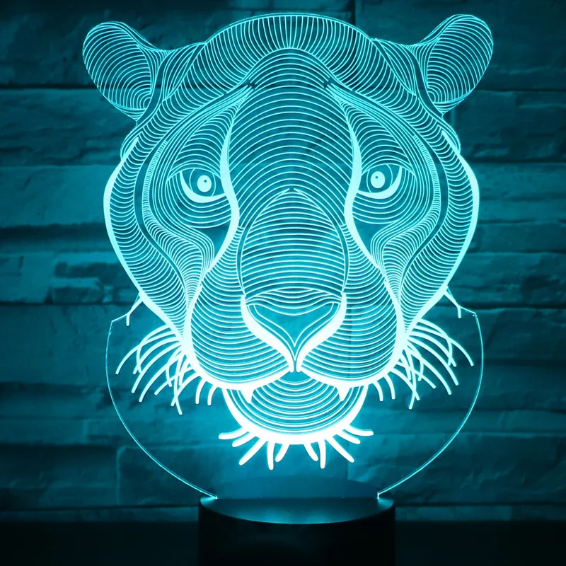 3D светодиодный ночник s Lion с 7 цветами светильник для украшения дома потрясающая