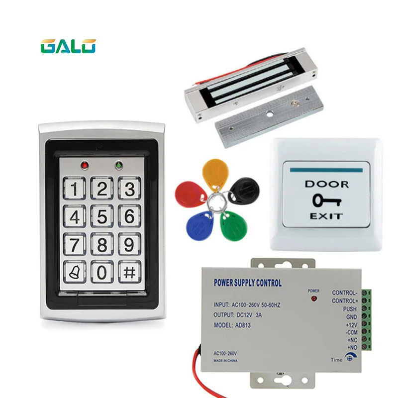 kit 6 Офисная система контроля доступа 125 кГц RFID Клавиатура металлическая доска+ Электрический замок+ дверной переключатель+ блок питания опционально - Цвет: kit 6