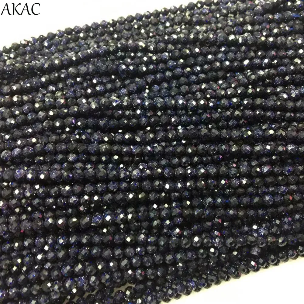 Бесплатная доставка 3 мм Синий Песок камень граненый бисер около 15 5 Дюймов 2