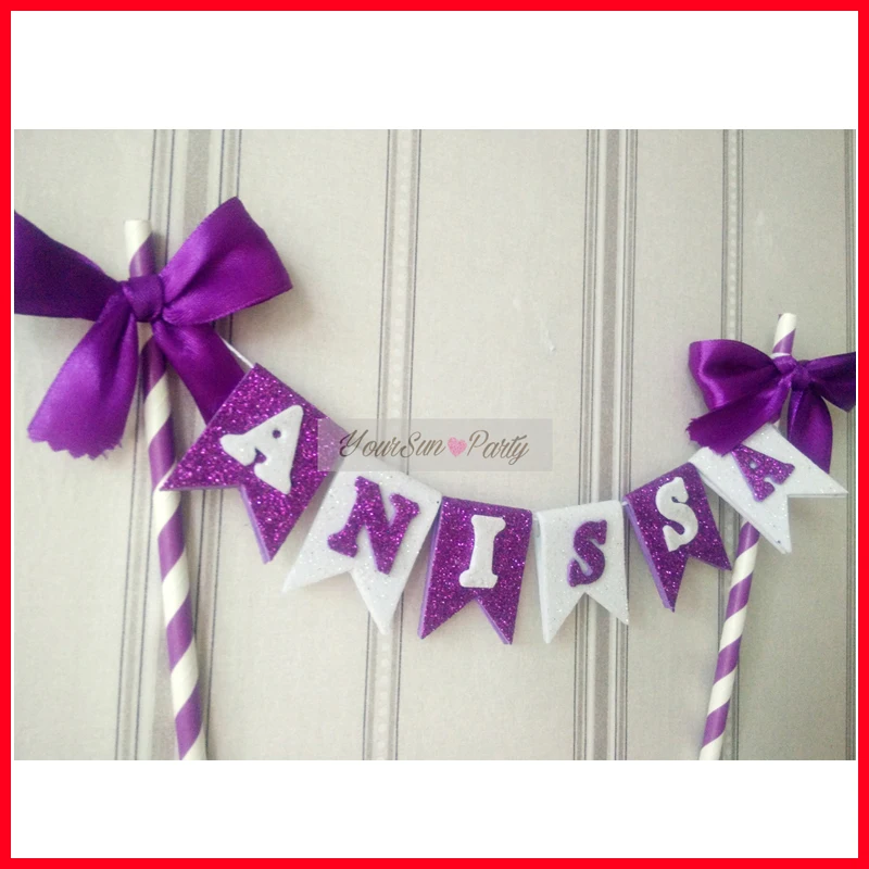 Бесплатная доставка персонализированные именные украшения для торта фиолетовые