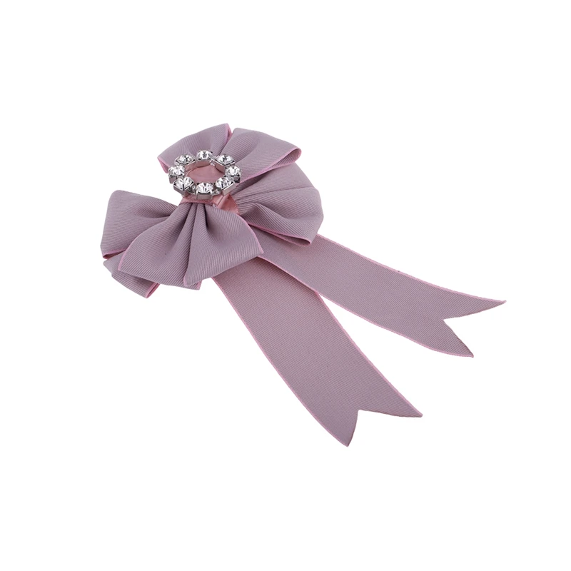 Junlead Latest New design Trendy Ribbon Brosches Wedding Fabric Corsage Broch Crystal Bow Brooch pins shirt clothing for women | Украшения