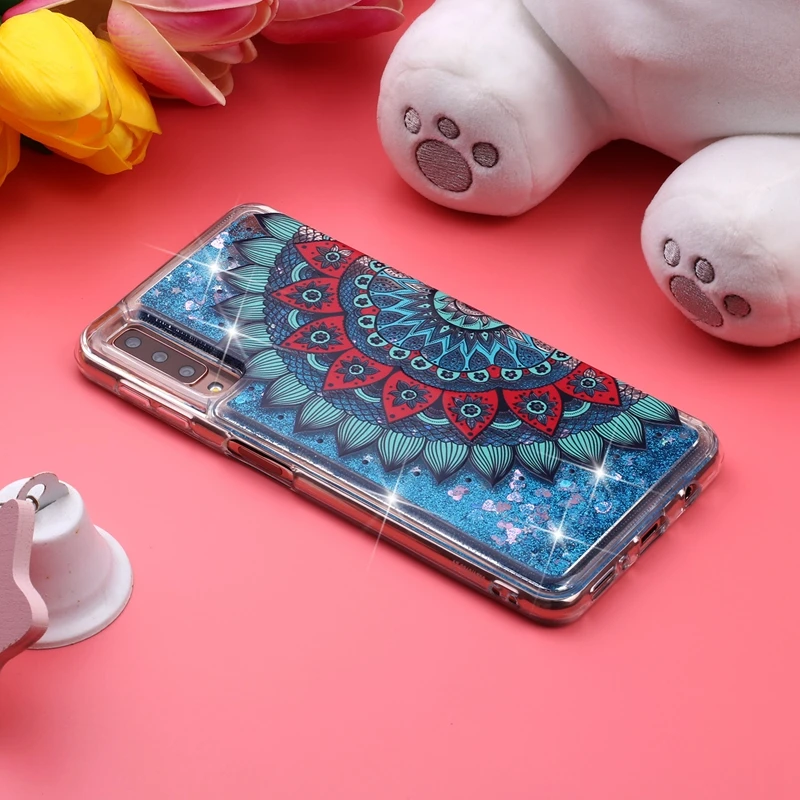 Жидкий чехол для Samsung Galaxy A7 2018 Quicksand Cover A3 A5 2017 блестящий A8 A9 A6 PLUS динамический