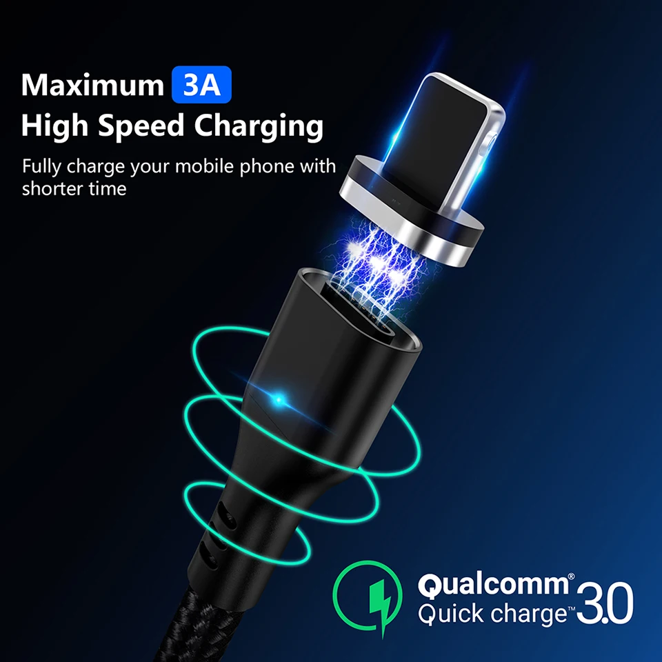 Магнитный кабель MANTIS 3A Micro usb type-C для iPhone, samsung, Xiaomi, 3 в 1, кабель для быстрой зарядки и передачи данных для мобильных телефонов