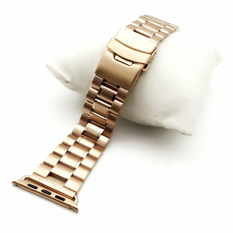 Solid Link Watch Band Strap Stainless Steel Luxury Bracelet Adjustable For Apple iWatch 38mm 42mm And Adapter Watchbands