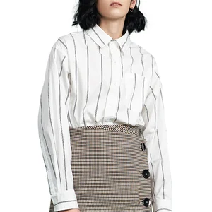 Женская Офисная рубашка в полоску Toyouth, белая Свободная рабочая одежда с длинным рукавом на весну