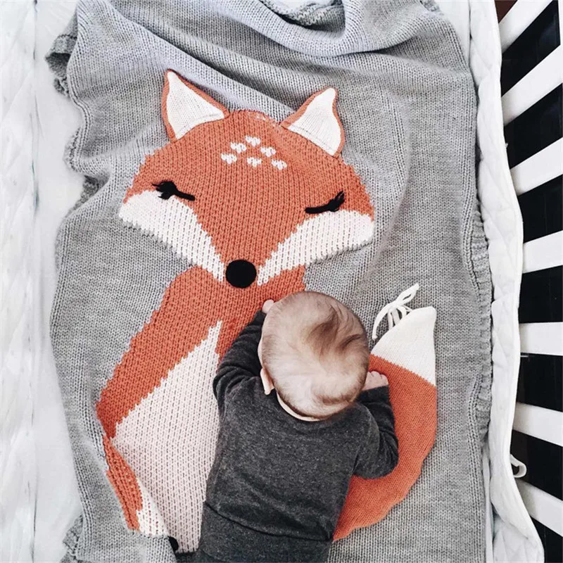Ins/трикотажное одеяло с животными для новорожденных трехмерное ушками рисунком