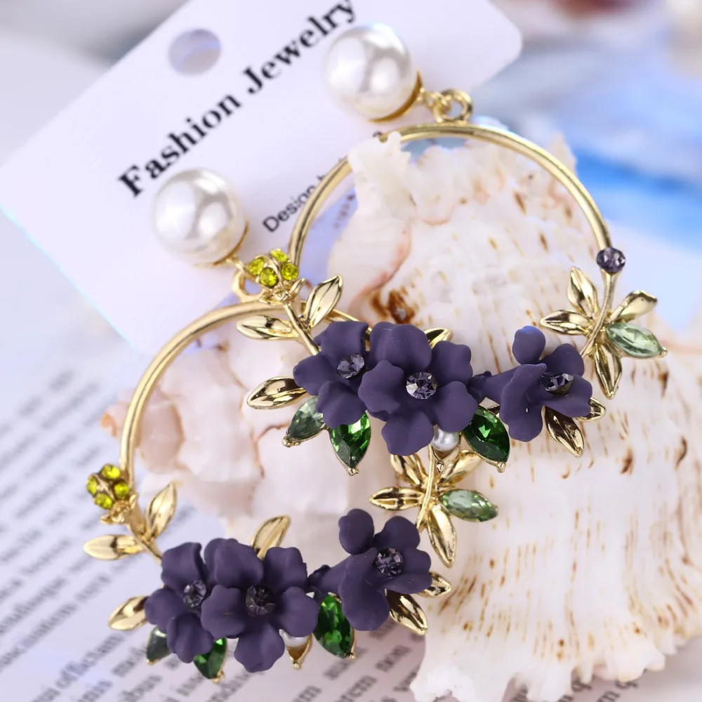 ZOSHI новые элегантные большие круглые серьги с подвеской в виде цветка для женщин