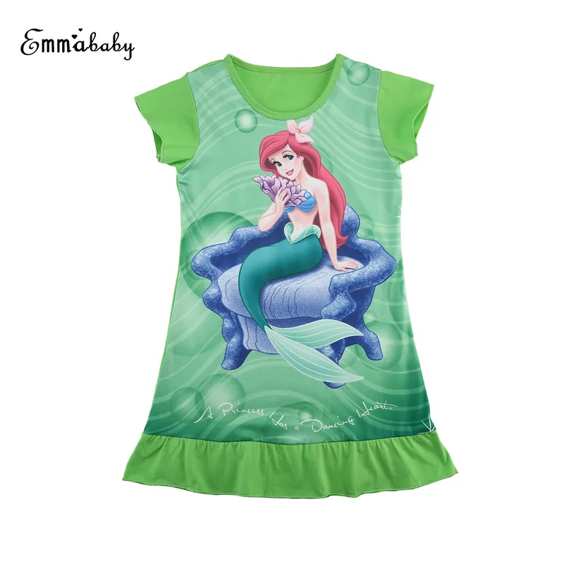 2017 Summer Cute Lovely Cartoon Toddler Baby Girls Mermaid Snow White Sofia Princess Short Sleeve O-Neck Dress Kids Party 3-10Y | Детская