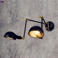 iwhd adjustable vintage wall light fixtures 2 heads antique retro loft industrial swing arm wall light edison sconce luminaire