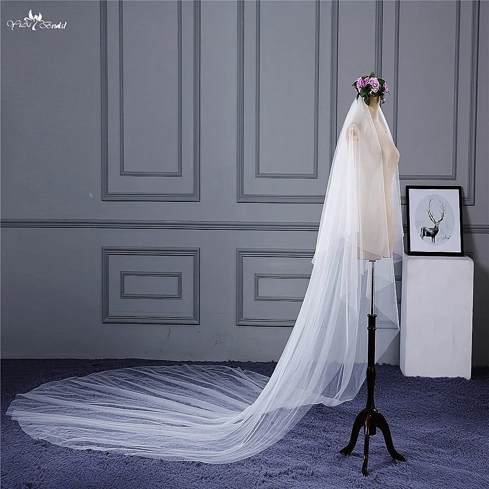 RSV107 реальные фотографии Yiaibridal запас Тюлевая Фата Rawcut с гребнем румян|Свадебные