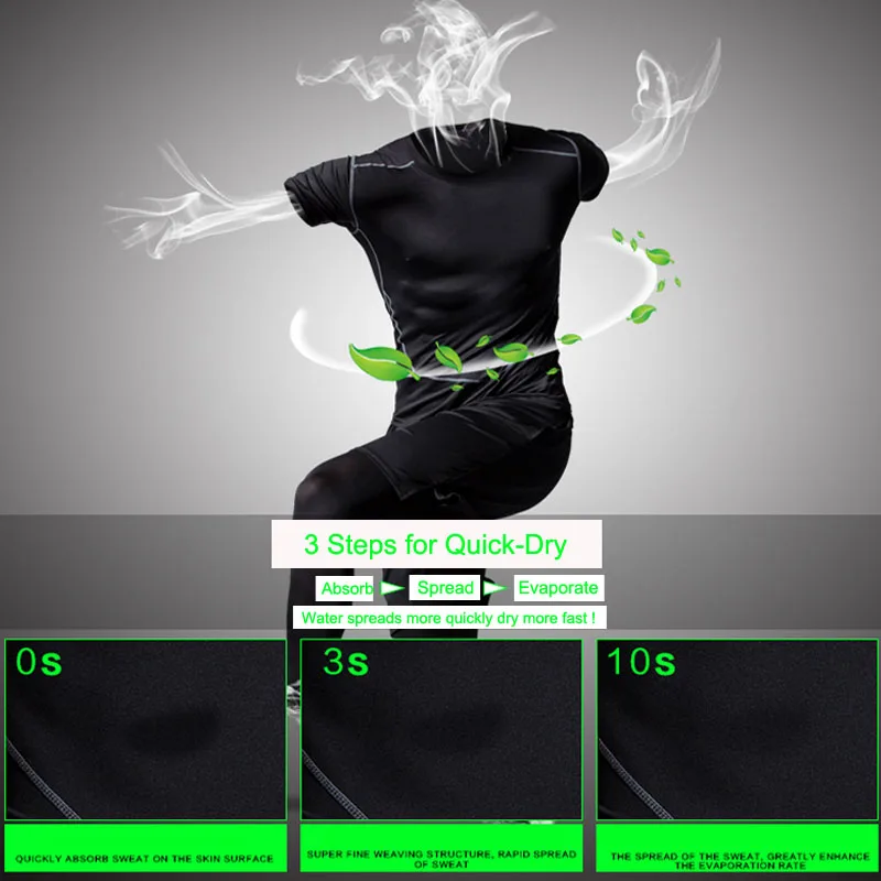 Тренировочные костюмы 3 шт. мужские спортивные трико для бега фитнеса тренировок