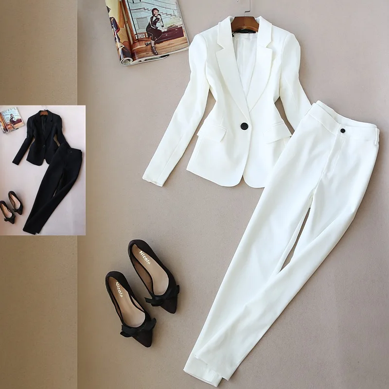 2 piece outfits for women spring new suit suit women's professional skillful fashion slim suit female pencil feet pants