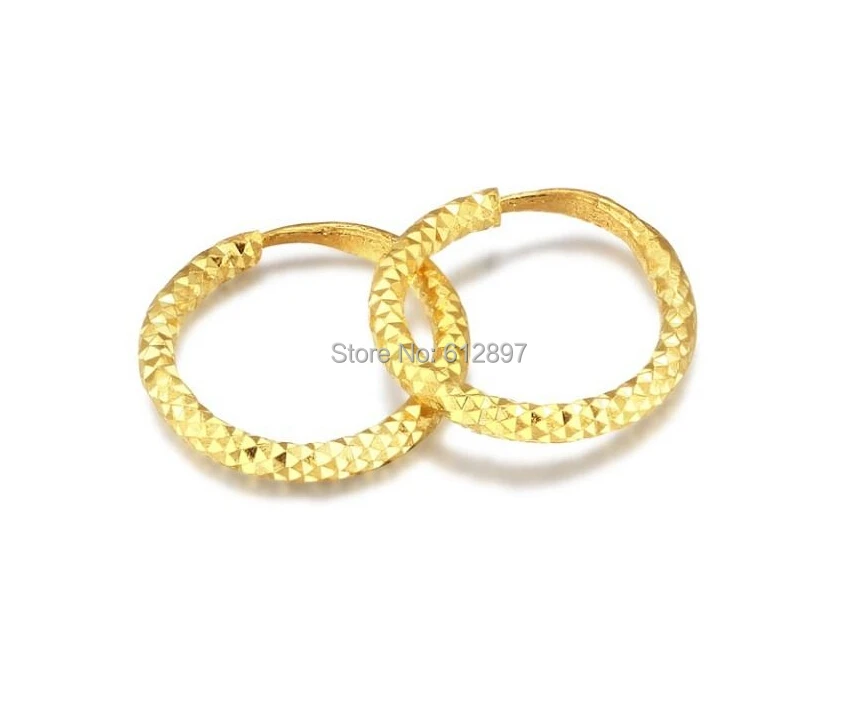 Однотонные серьги кольца из желтого золота 24k/круглые на удачу/1 99 г|circle hoop earrings|gold