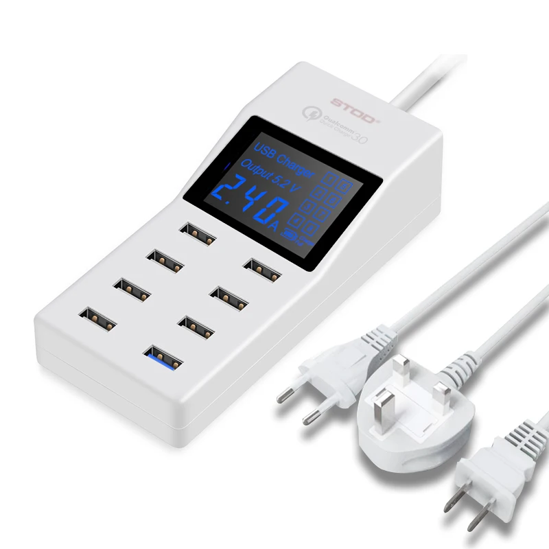 STOD многопортовое USB зарядное устройство 40 Вт Светодиодный дисплей Быстрая