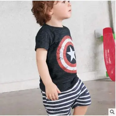 High quality baby kids boys clothes set 100% cotton T shirt+striped shorts 2pcs Kids Children's Clothing for 2-7years a221 |