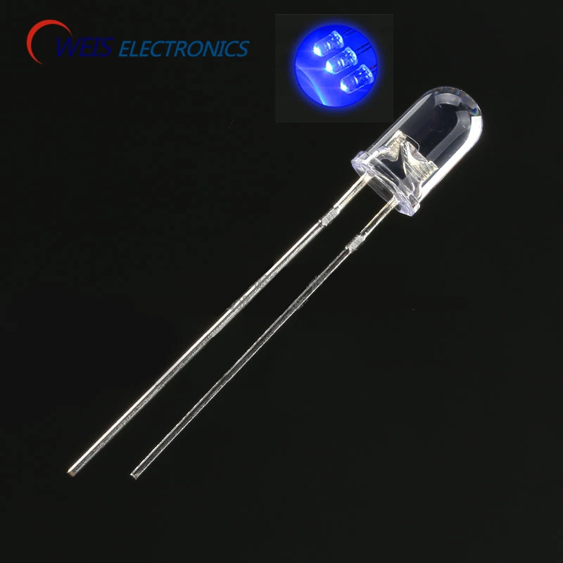 

OWEIS 100PCS/LOT 5MM/F5 LED Wihte Turn Blue Lamp Emitting Diodes ROUND HEAD LED Super light dropshipping