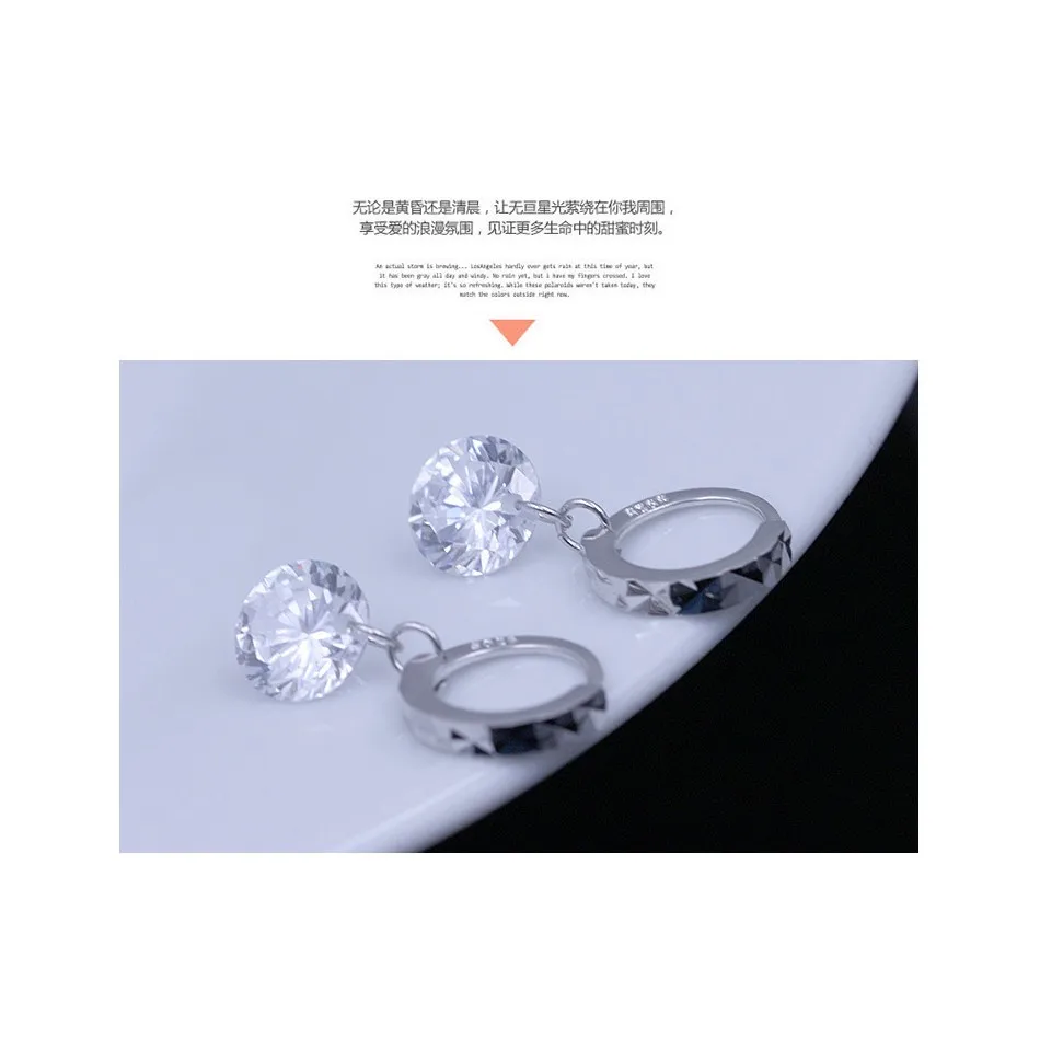 

Geometric Round Cut Fashion Zircon Crystal 925 Silver Wedding Engagement Earring For Woman Dazzling Party Jewelry