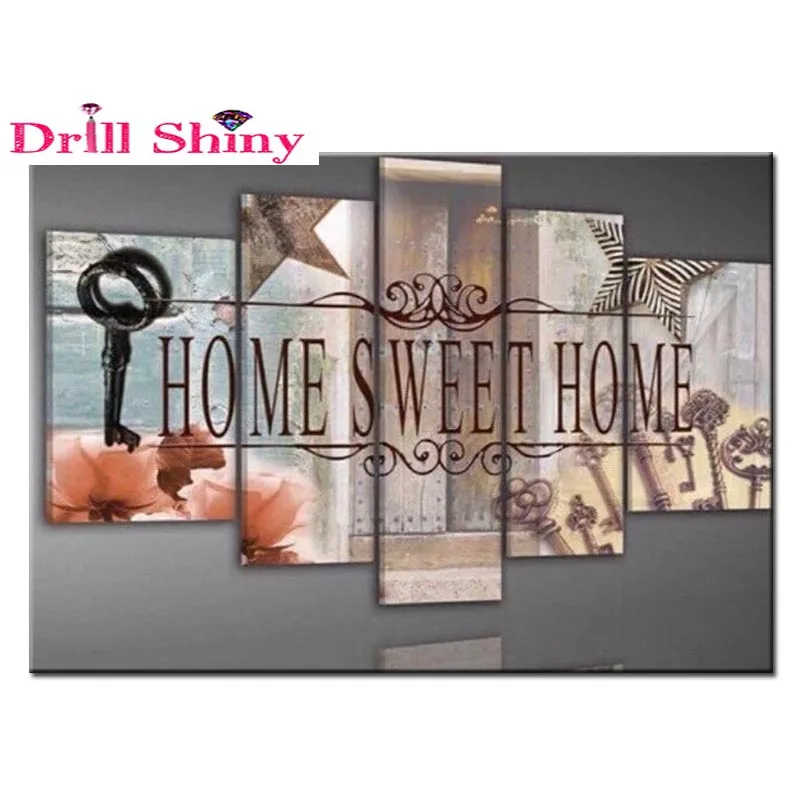 

5 шт., алмазная картина для дома, милая домашняя картина, алмазная вышивка, круглые стразы, паста, комбинированное украшение для нескольких к...