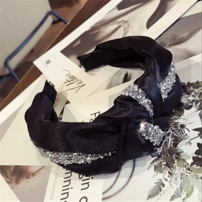 Корейский Бутик обруч для волос ткань Алмазный узел ободок Девушки Женщины