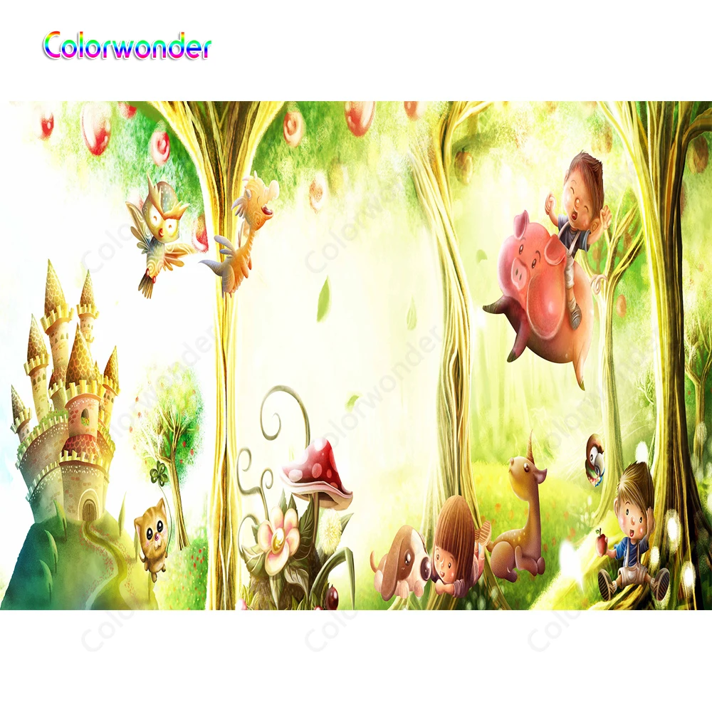 Фотофон Colorwonder для мальчиков и девочек с волшебными животными 7x5 кирпичный замок