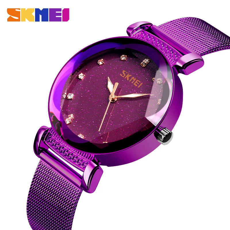 

SKMEI Fashion Starry Sky Diamond Women Watch Waterproof Quartz Ladies Watches Stainless Steel Mesh Wristwatch Reloj Mujer 9188