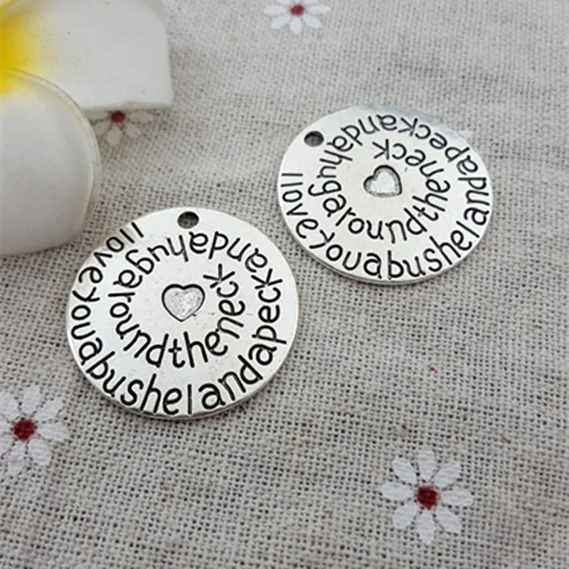 Винтажные Круглые Подвески Я тебя люблю бушля Пек и объятие вокруг шеи бусины для