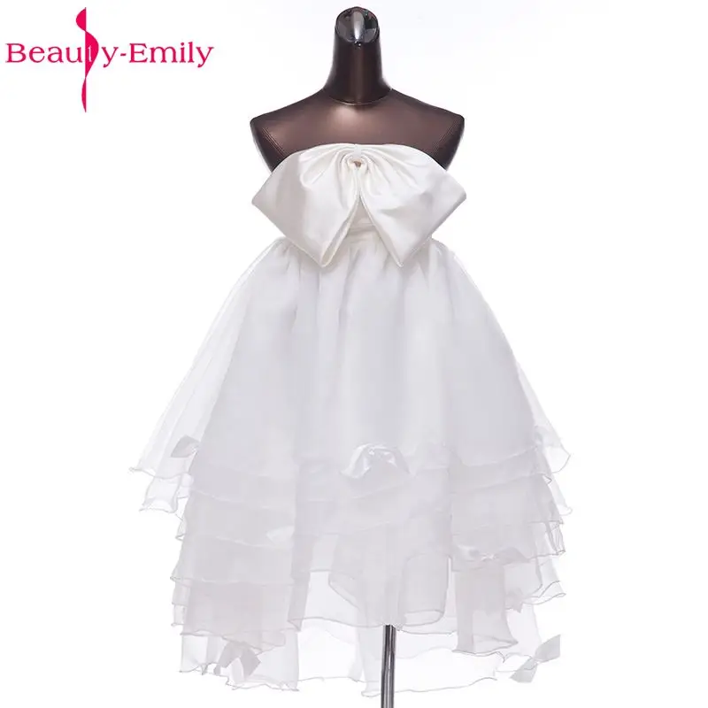 Короткое белое свадебное платье Beauty Emily 2017 свадебные платья без рукавов с