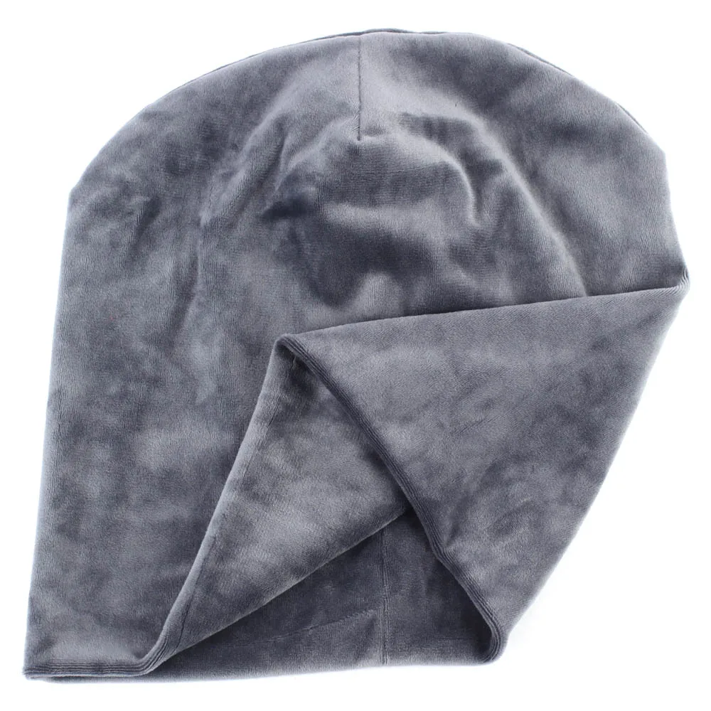 Женская бархатная шапка зимняя теплая из полиэстера шапки для женщин однотонная