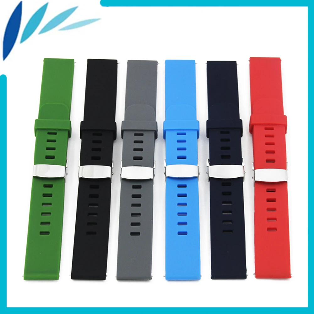 

Silicone Rubber Watch Band 18mm 20mm 22mm for Cartier Hidden Clasp Strap Quick Release Wrist Loop Belt Bracelet Black Blue Red