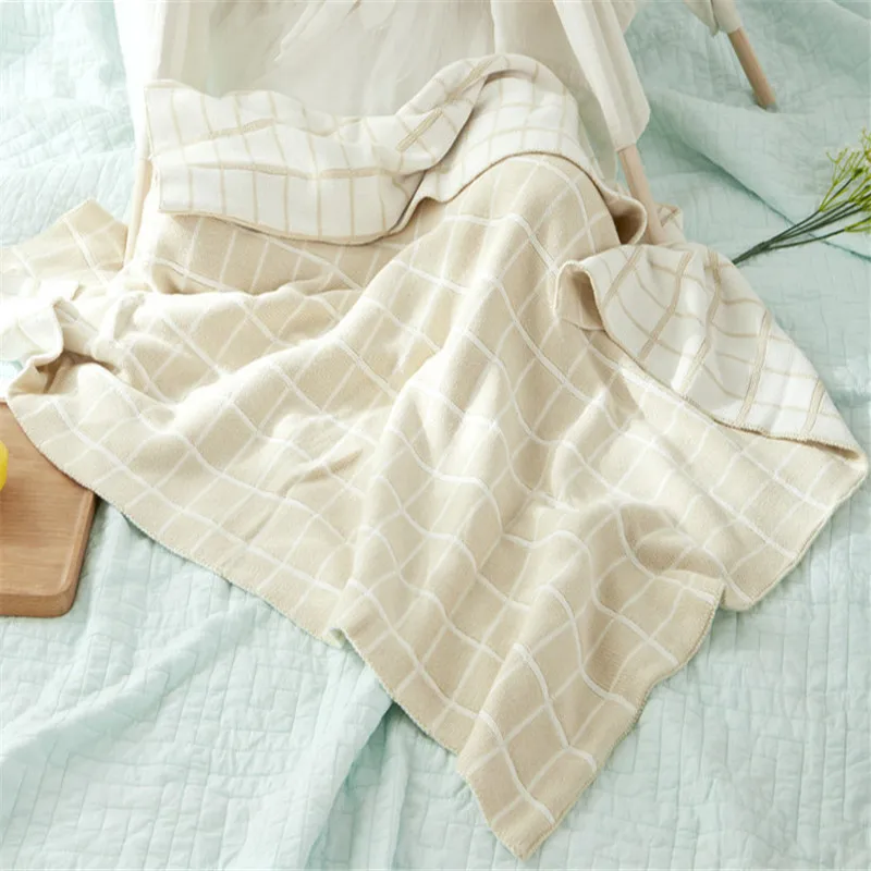 Одеяло в черно белую клетку из 100% хлопка с геометрическим рисунком|cover blanket|home