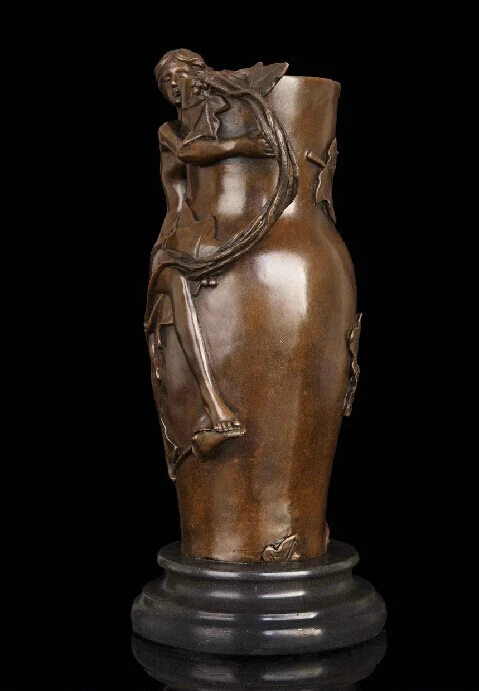 13 Abstract Art Sculpture Bronze Copper Marble Crock Jar Bottle Pot Vase Statue |